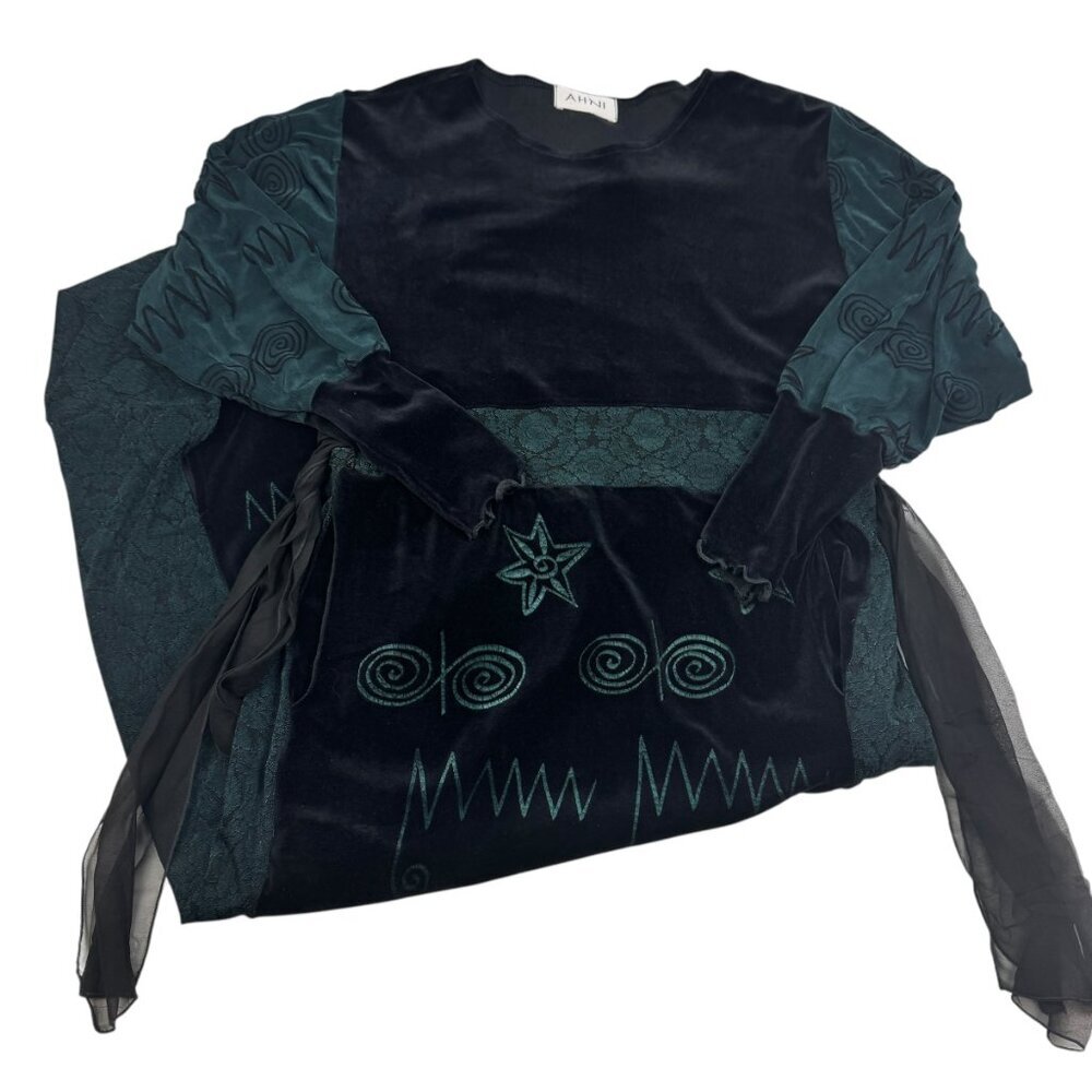 AHNI Artsy/Abstract/Unique Velvet Rayon Maxi Dress Women's Free Size